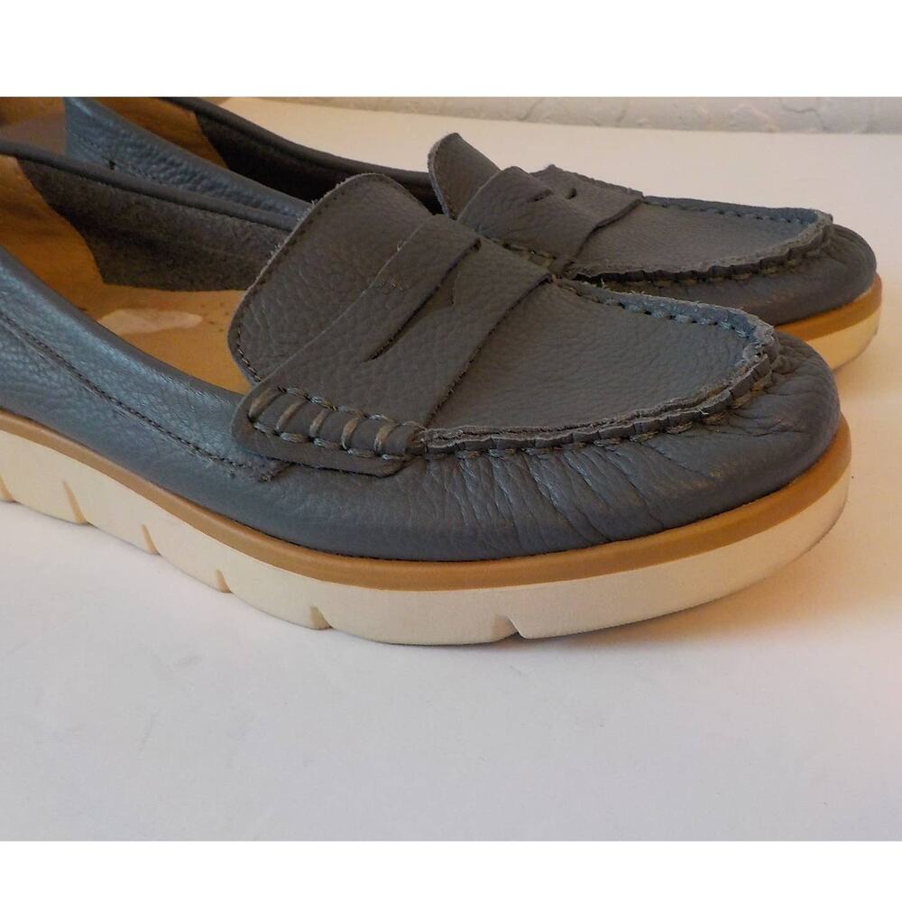 White Mountain Women 7.5 M Blue Comfort Shoes Leather Astella Slip On Wedge - Picture 10 of 10